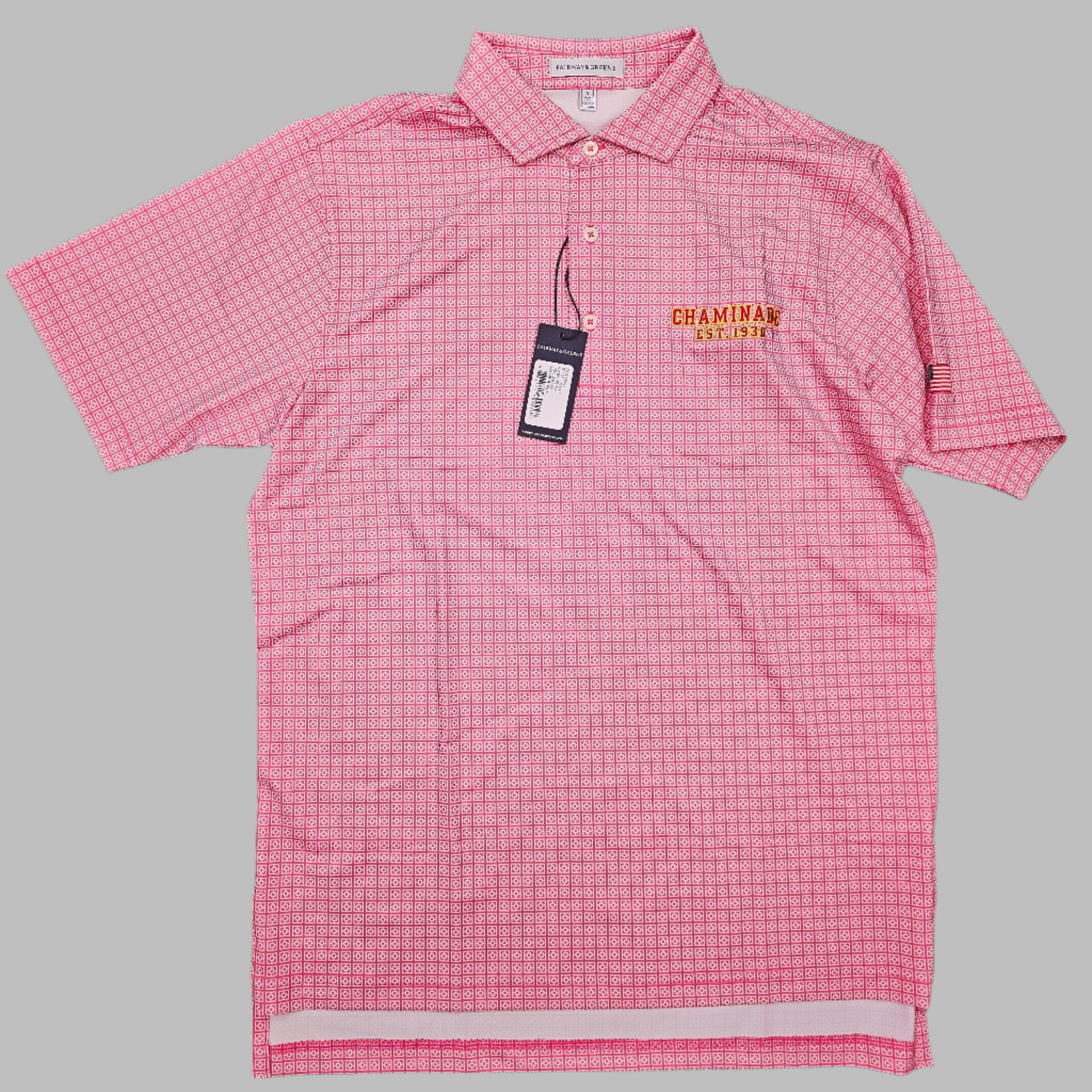 Fairway & Greene - Mens Short Sleeve Bixby Print Red Polo