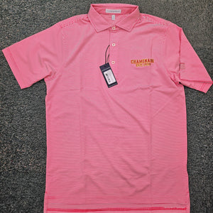 New - Fairway & Greene - Mens Short Sleeve Bryant Stripe Red Polo w/ Flag