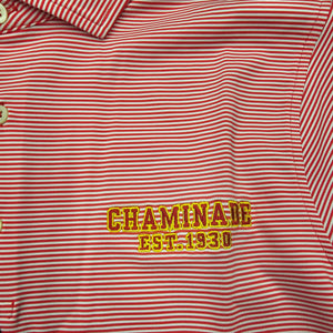 New - Fairway & Greene - Mens Short Sleeve Bryant Stripe Red Polo w/ Flag