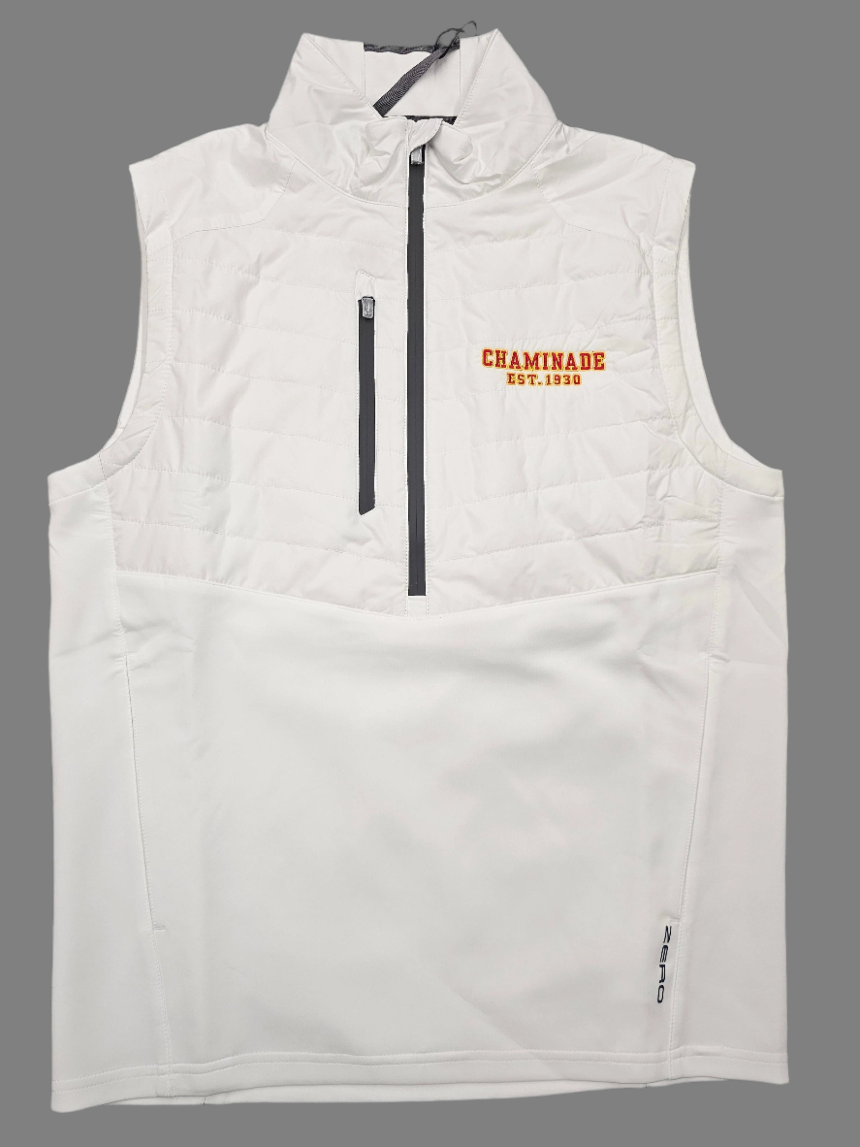 Zero Restriction - Mens 1/4 Zip Quilted Vest White with Flag