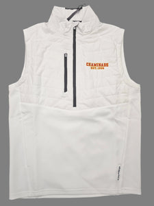 Zero Restriction - Mens 1/4 Zip Quilted Vest White with Flag