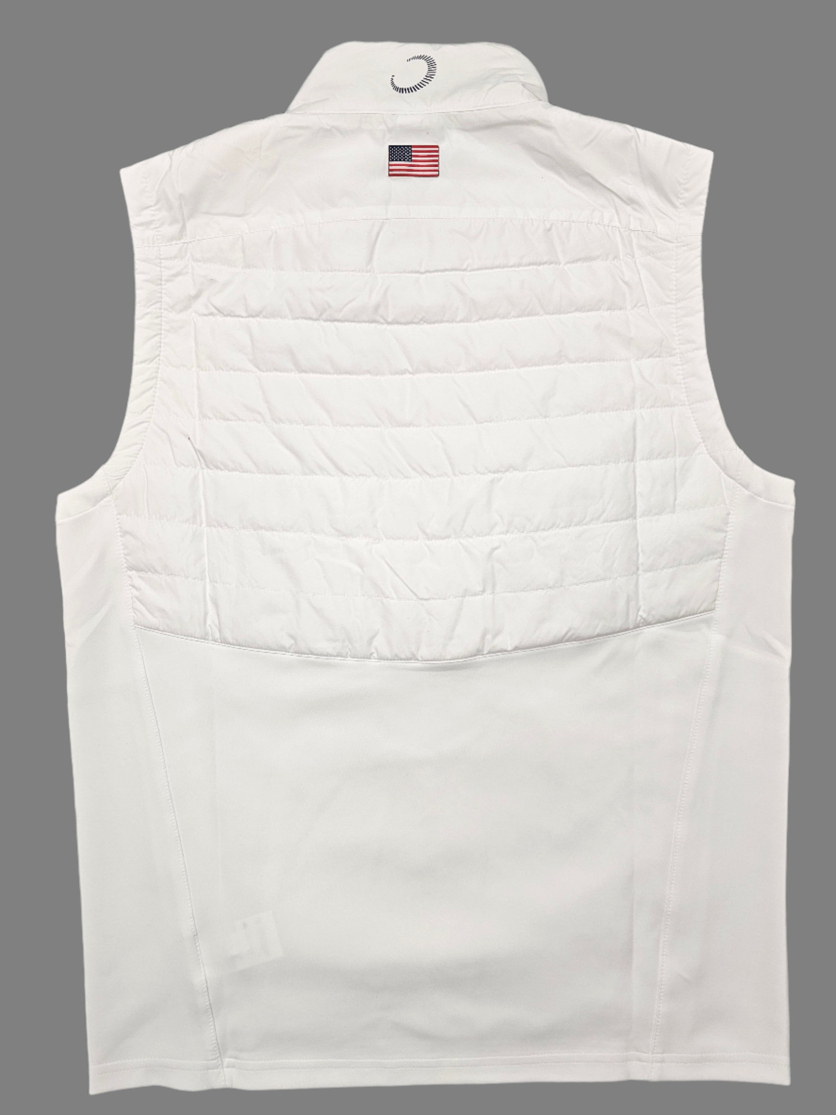 Zero Restriction - Mens 1/4 Zip Quilted Vest White with Flag
