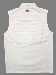 Zero Restriction - Mens 1/4 Zip Quilted Vest White with Flag