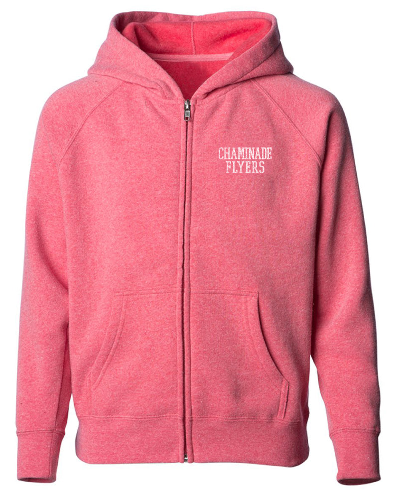 New - ES Sports - Youth Pink Full Zip Chaminade Flyers Hooded Sweatshirt