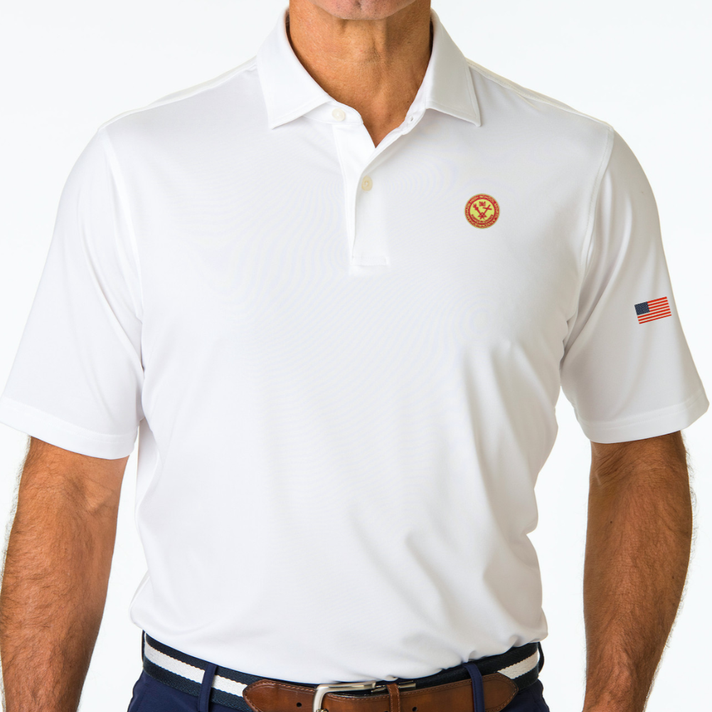 Fairway & Greene - Mens Short Sleeve Tournament Polo - White with Flag