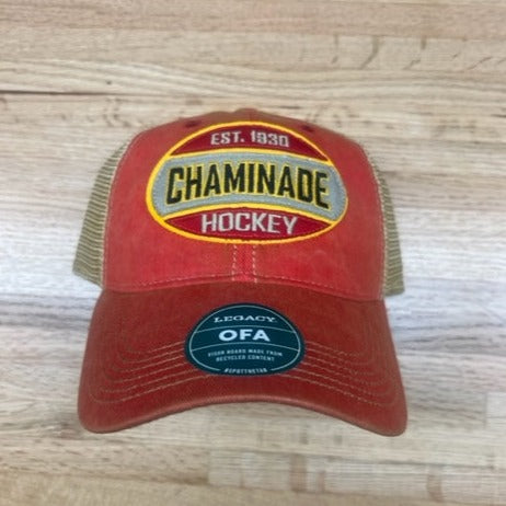 Legacy Hockey Trucker Style Hat Washed Red