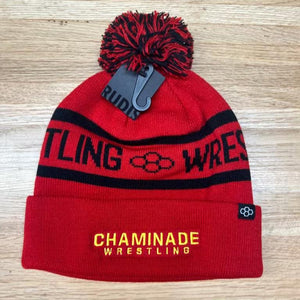 New - Rudis - Wrestling Two Tone Pom Beanie - Red/Black **Only 5 Left**