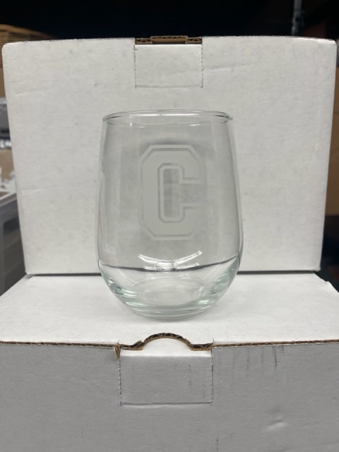 Stemless Wine Glass Set with "C" - Set of four