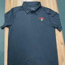 Legacy - Polo Shirt - Solid True Black - Recycled Material Arched Red Chaminade over Split C