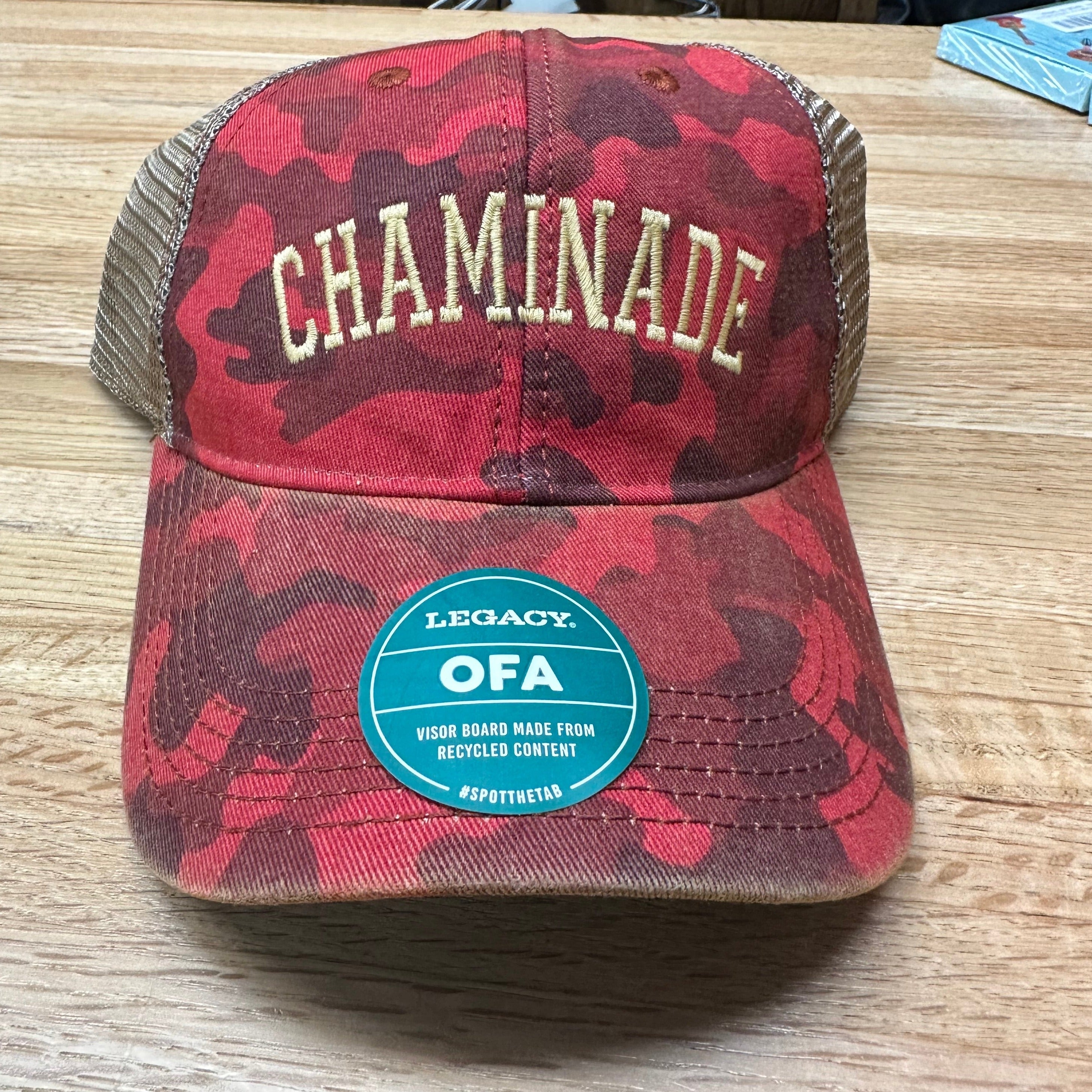 Dark Red Camo Trucker Hat with Chaminade