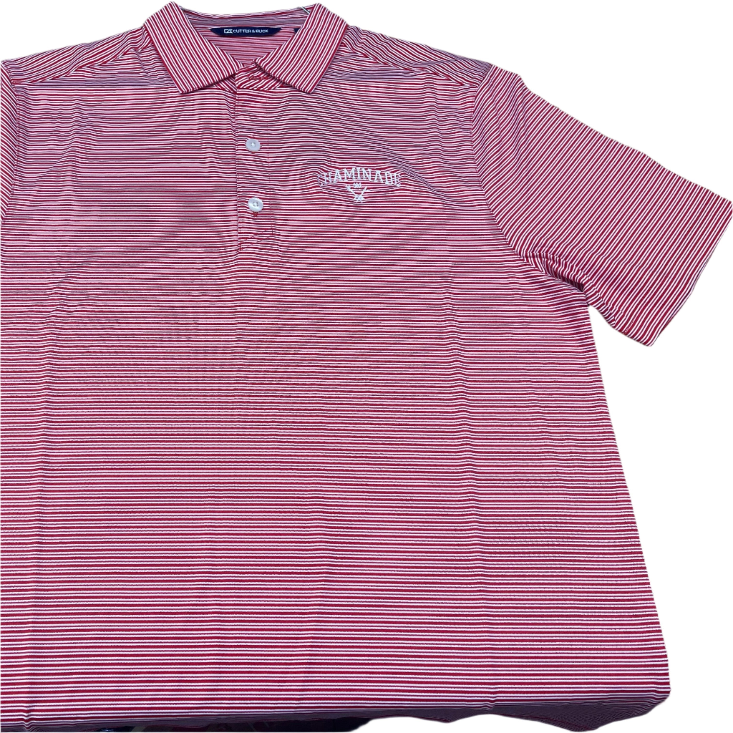 NEW Cutter & Buck - Red and White Stripped Polo MCK01302