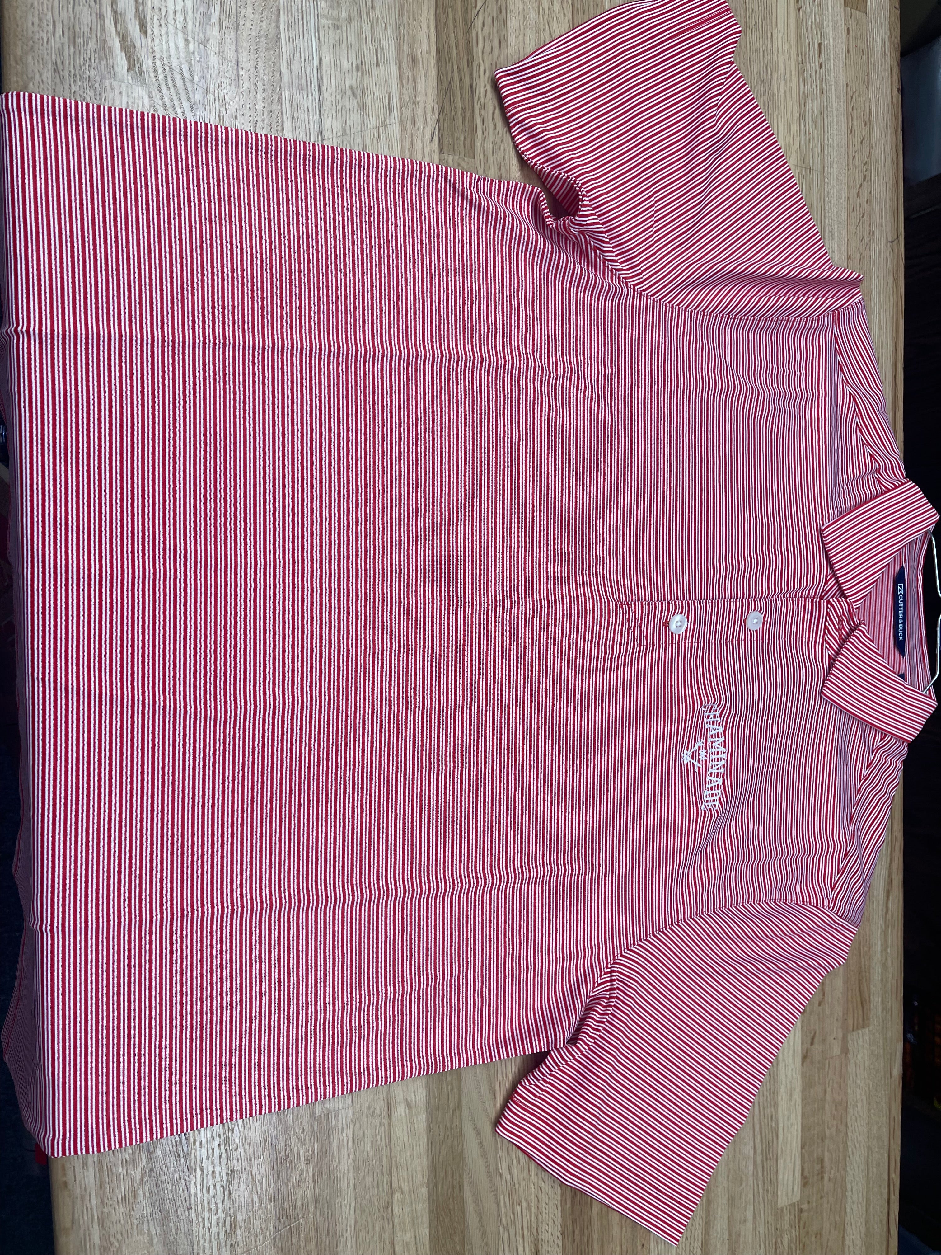 NEW Cutter & Buck - Red and White Stripped Polo MCK01302