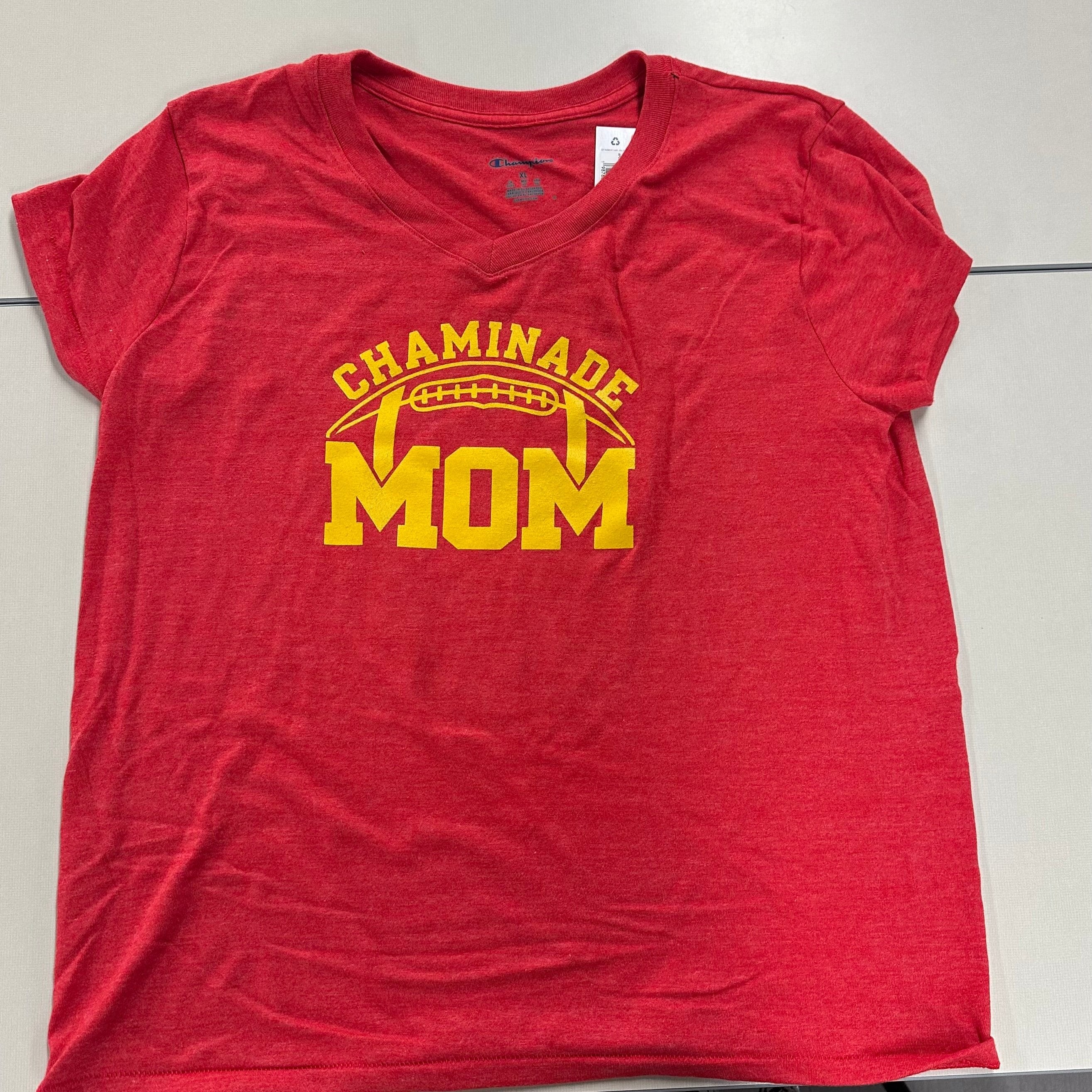 New - Football Mom Scarlet V-Neck Tee - Champion