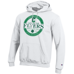 New - Luck Of The Flyers - Shamrock - White Champion Hoodie