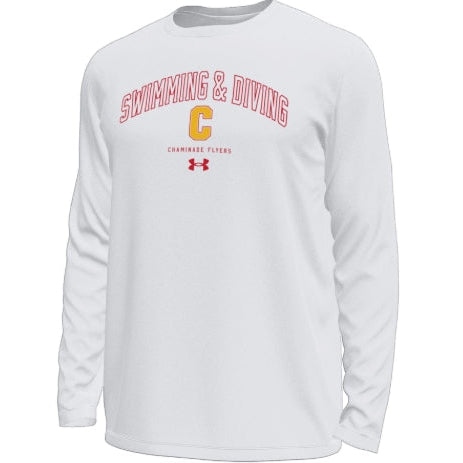 New - Swimming and Diving Under Armour Long Sleeve Men's White Tech Tee