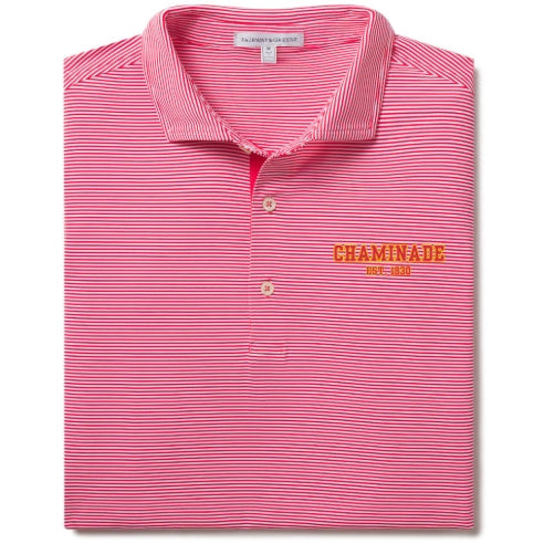 New - Fairway & Greene - Mens Short Sleeve Bryant Stripe Red Polo w/ Flag