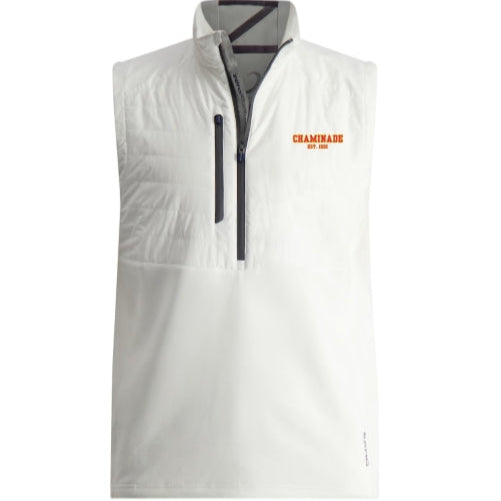 Zero Restriction - Mens 1/4 Zip Quilted Vest White with Flag