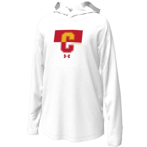 New - Youth Under Armour Tech Stretch Hood - White C - Chaminade