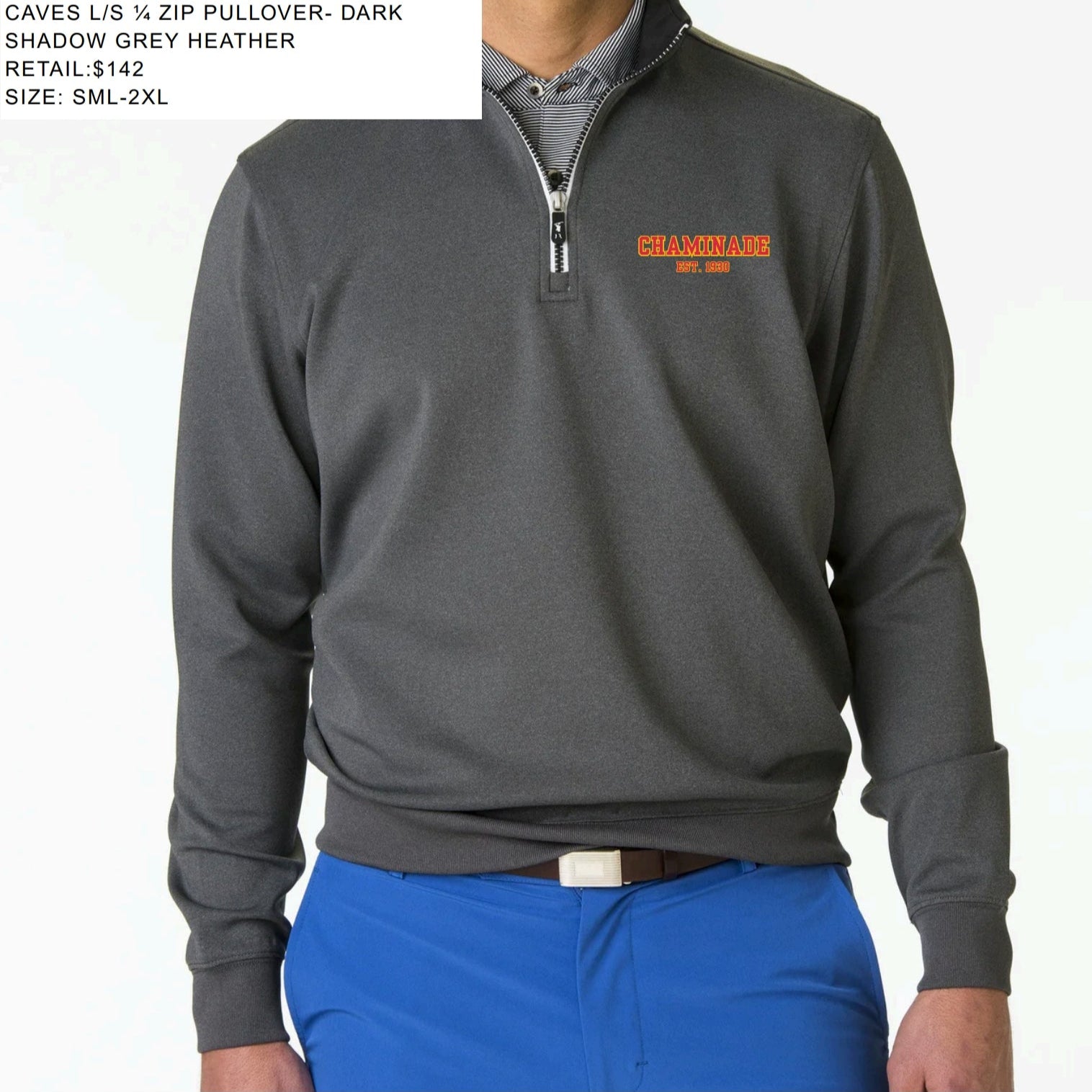 Fairway & Greene - Mens Caves Long Sleeve ¼ Zip Pullover - Grey Heather