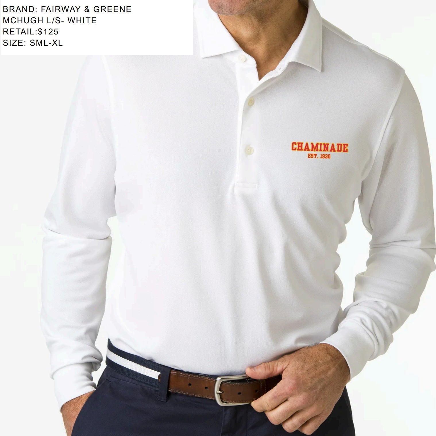 Fairway & Greene - Mens McHugh Long Sleeve Polo - White