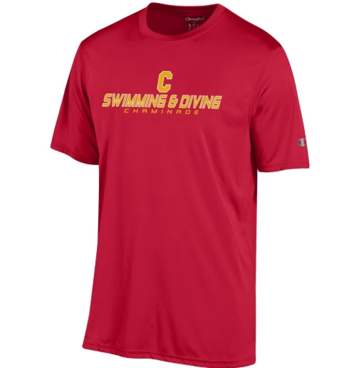 Champion Swimming and Diving Red Performance Tee