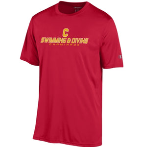 Champion Swimming and Diving Red Performance Tee