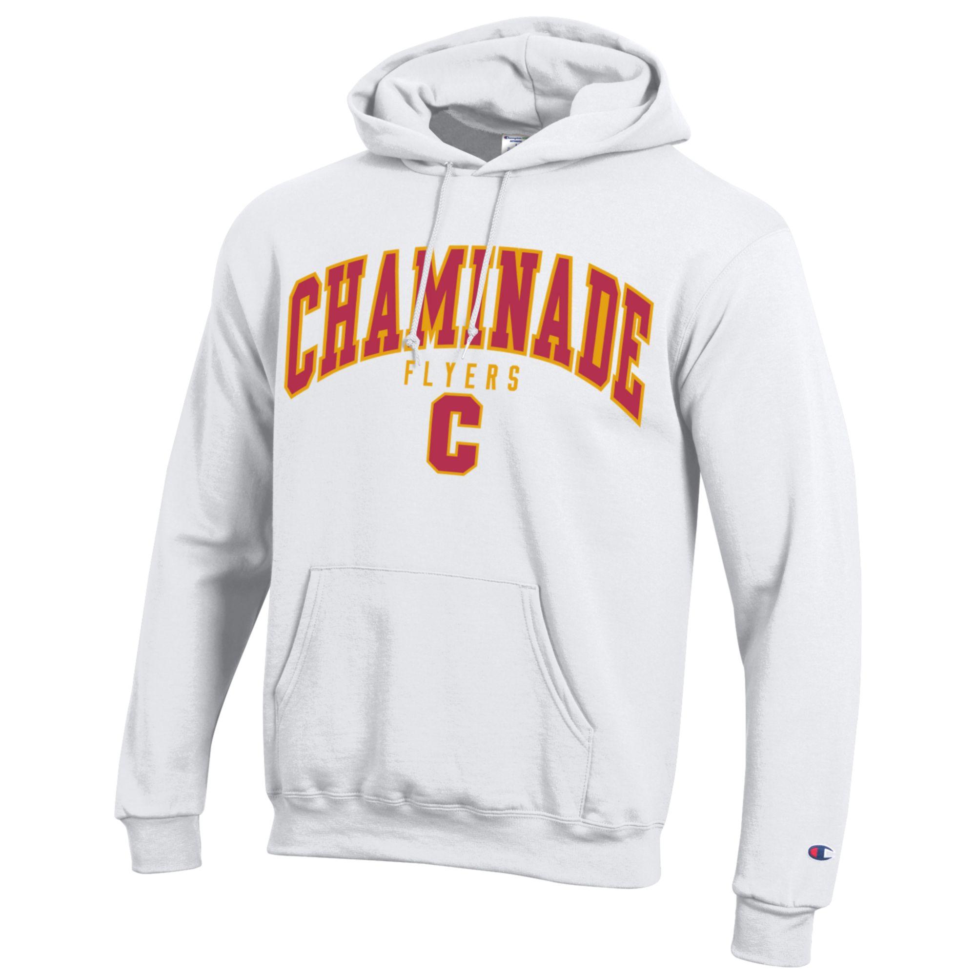 New - Champion White Chaminade Flyers C Hoodie - Embroidered