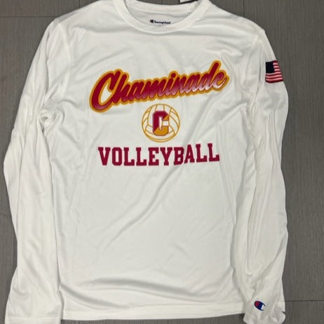 Champion White Long Sleeve Volleyball Tee with Flag