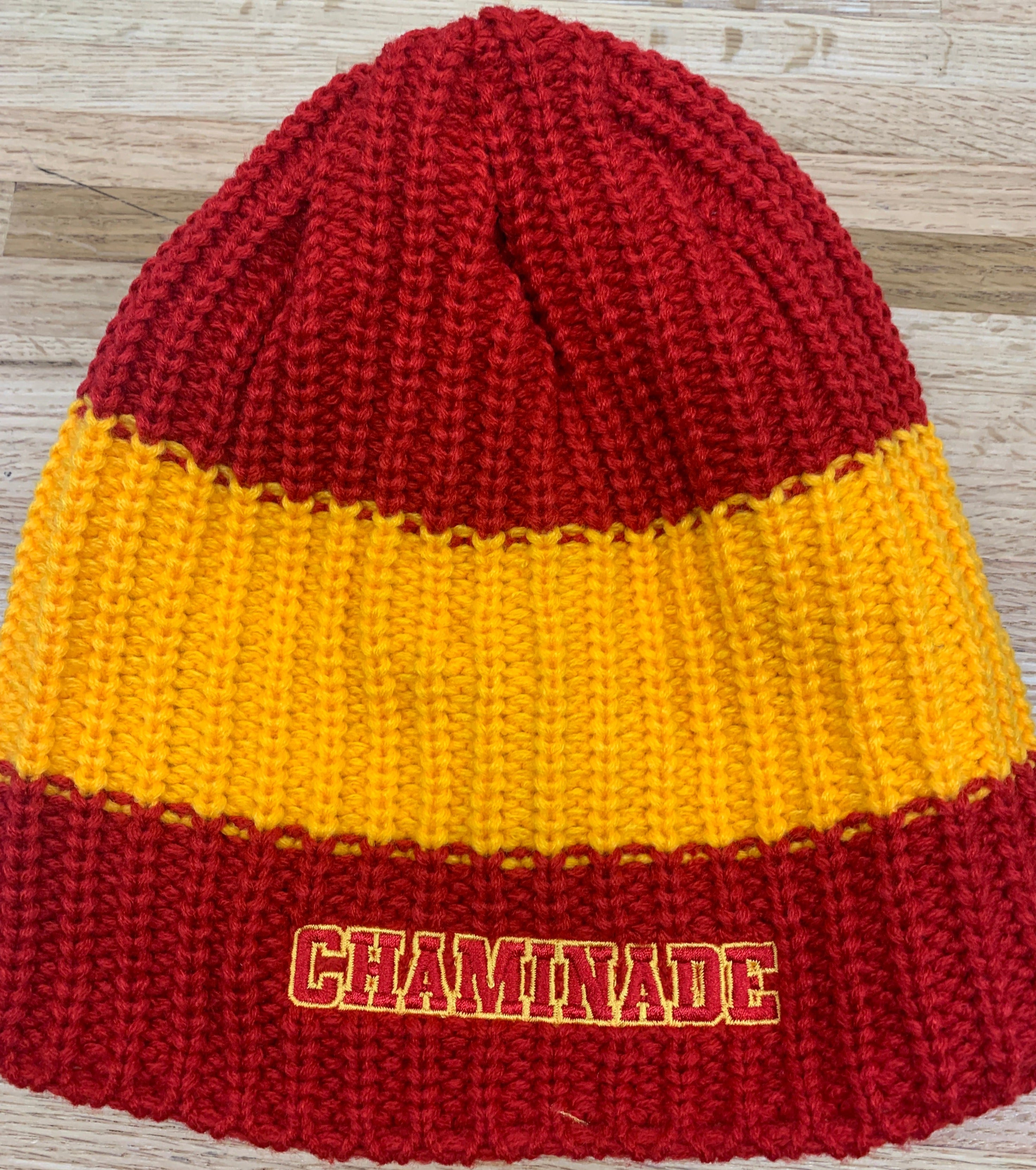 Legacy Winter Hat Beanie  - Red and Gold Striped - Final Sale