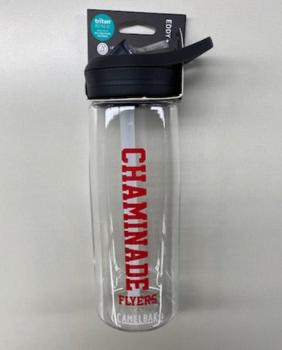 Eddy+ Recycled Plastic Water Bottle Clear with Red Writing