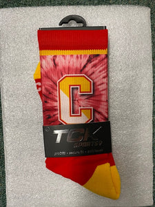 Tie Dye Red Socks with Split C