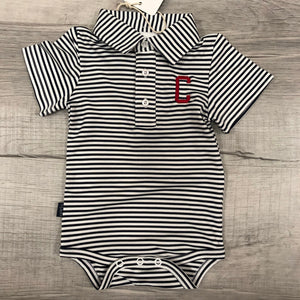 Striped Collar Onesie with "C" - Black Stripe - Infant *FINAL SALE*
